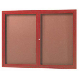 Aarco 2 Door Frame Wood Look, Cherry Enclosed Bulletin Board - 48"W x 36"H