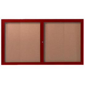 Aarco 2 Door Frame Wood Look, Cherry Enclosed Bulletin Board - 60"W x 36"H