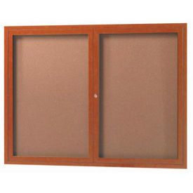 Aarco 2 Door Frame Wood Look, Oak Enclosed Bulletin Board - 48"W x 36"H