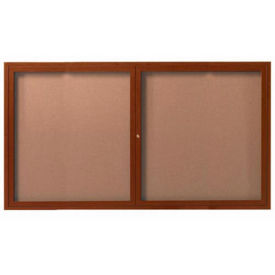 Aarco 2 Door Frame Wood Look, Oak Enclosed Bulletin Board - 60"W x 36"H