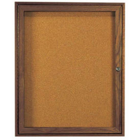 Aarco 1 Door Walnut Enclosed Bulletin Board - 30"W x 36"H