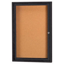 Aarco 1 Door Framed Enclosed Bulletin Board Black Powder Coat - 18"W x 24"H