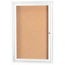 Aarco 1 Door Framed Enclosed Bulletin Board White Powder Coat - 24"W x 36"H
