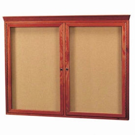 Aarco 2 Door Red Cherry Bulletin Board w/ Crown Molding - 48"W x 36"H