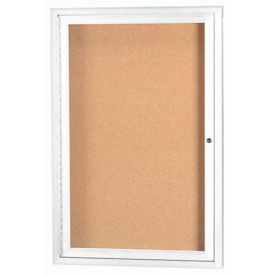 Aarco 1 Door Framed Illuminated Enclosed Bulletin Board White Pwdr. Coat - 18"W x 24"H