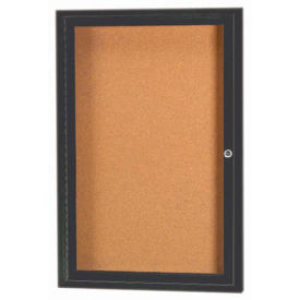 Aarco 1 Door Framed Enclosed Bulletin Board Bronzed Anod. - 18"W x 24"H