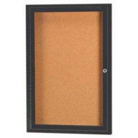 Aarco 1 Door Framed Enclosed Bulletin Board Bronzed Anod. - 24"W x 36"H