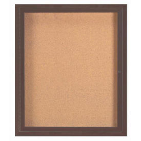 Aarco 1 Door Framed Enclosed Bulletin Board Bronzed Anod. - 30"W x 36"H