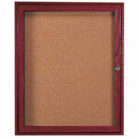 Aarco 1 Door Cherry Enclosed Bulletin Board - 36"W x 30"H