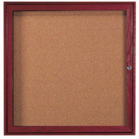 Aarco 1 Door Cherry Enclosed Bulletin Board - 36"W x 36"H