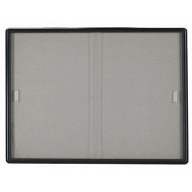 Aarco 2 Door Radius Design Bulletin Board w/ Tempered Glass Graphite - 72"W x 36"H