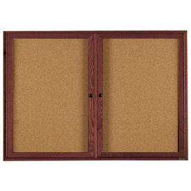 Aarco 2 Door Walnut Enclosed Bulletin Board - 60"W x 36"H