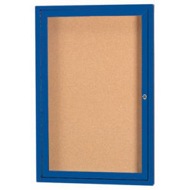 Aarco 1 Door Framed Illuminated Enclosed Bulletin Board Blue Powder Coat - 18"W x 24"H