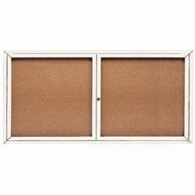 Aarco 2 Door Framed Enclosed Bulletin Board White Powder Coat - 72"W x 36"H