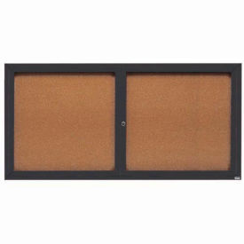 Aarco 2 Door Framed Illuminated Enclosed Bulletin Board Bronzed Anod. - 72"W x 36"H