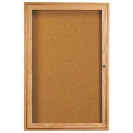 Aarco 1 Door Oak Enclosed Bulletin Board - 18"W x 24"H