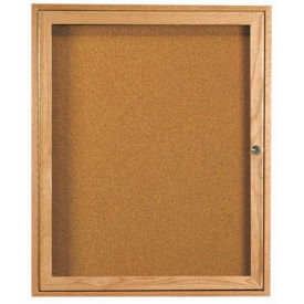 Aarco 1 Door Oak Enclosed Bulletin Board - 30"W x 36"H