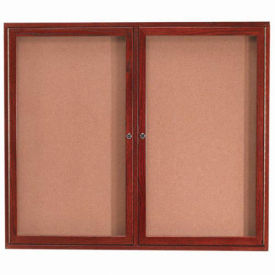 Aarco 2 Door Cherry Enclosed Bulletin Board - 60"W x 48"H