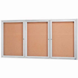 Aarco 3 Door Framed Enclosed Bulletin Board - 96"W x 48"H