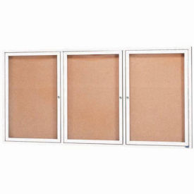 Aarco 3 Door Framed Enclosed Bulletin Board White Powder Coat - 72"W x 36"H