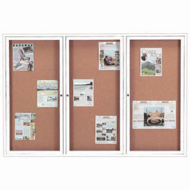 Aarco 3 Door Framed Enclosed Bulletin Board White Powder Coat - 72"W x 48"H