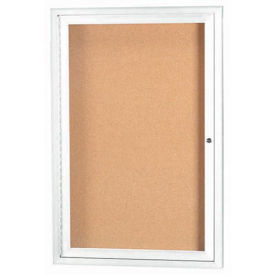 Aarco 1 Door Framed Enclosed Bulletin Board White Powder Coat - 18"W x 24"H