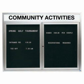 Aarco 2 Door Enclosed Letter Board Cabinet w/ Header, Illuminated - 48"W x 36"H