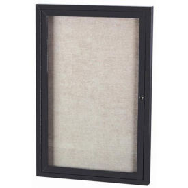 Aarco 1 Door Alum Framed Illum Enclosed Bulletin Board Black Powder Coat - 36"W x 48"H