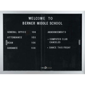 Aarco 2 Door Aluminum Framed Letter Board w/ Sliding Door - 48"W x 36"H