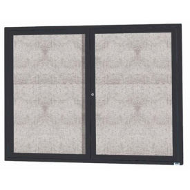 Aarco 2 Door Aluminum Framed Enclosed Bulletin Board Black Powder Coat - 48"W x 36"H