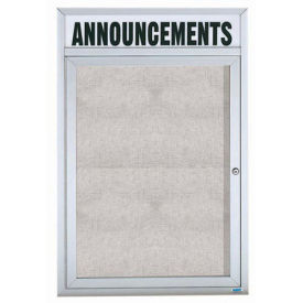 Aarco 1 Door Enclosed Aluminum Framed Bulletin Board w/ Header - 36"W x 48"H