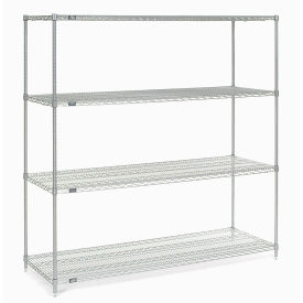Nexel Wire Shelving, Poly-Z-Brite, 54"W x 14"D x 74"H