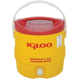 Beverage Cooler, Insulated, Yellow / Red, 3 Gallons