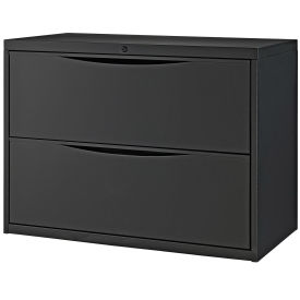 36"W Premium Lateral File Cabinet, 2 Drawer, Black