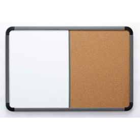 Iceberg Combo Dry Erase/Cork Board with Blow Mold Frame, 36"W x 24"H - Charcoal