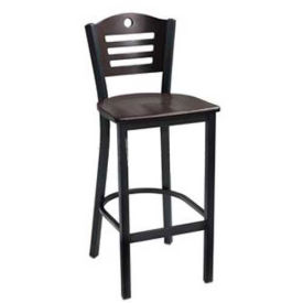 Bar Stool, Cherry 3 Slat-Back, 17-1/2"W X 16"D X 42"H, Knockout Black - Pkg Qty 2