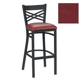 Bar Stool with Criss-Cross Back,17-1/2"W X 17"D X 41"H, Burgundy - Pkg Qty 2