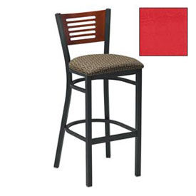 Bar Stool w/Mahogany 5 Slat-Back, 17-1/2"W X 17"D X 42"H, Red - Pkg Qty 2