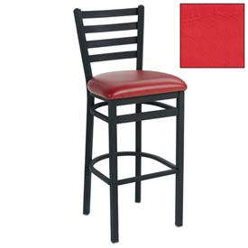 Bar Stool, 4 Slat-Back, 17-1/2"W X 16"D X 43"H, Red - Pkg Qty 2