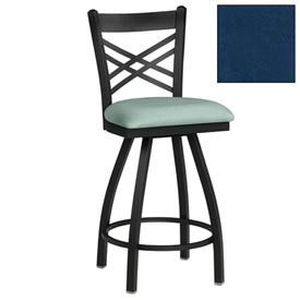 Swivel Bar Stool with Criss-Cross Back, 17-1/2"W X 17"D X 45"H, Slate Blue - Pkg Qty 2