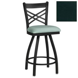 Swivel Bar Stool with Criss-Cross Back, 17-1/2"W X 17"D X 45"H, Hunter Green - Pkg Qty 2