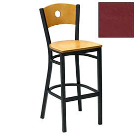 Bar Stool w/Mahogany Circle-Back, 17-1/2"W X 17"D X 42"H, Burgundy - Pkg Qty 2