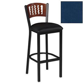 Bar Stool, Cherry 5 Wave-Back, 17-1/2"W X 17"D X 42"H, Slate Blue - Pkg Qty 2