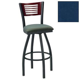 Swivel Bar Stool w/Mahogany 5 Slat-Back, 17-1/2"W X 17"D X 42"H, Slate Blue - Pkg Qty 2