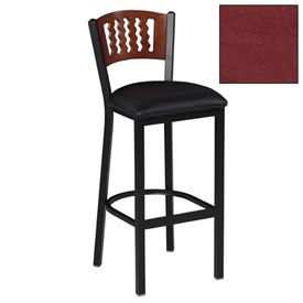 Bar Stool w/Natural 5 Wave-Back, 17-1/2"W X 17"D X 42"H, Burgundy - Pkg Qty 2