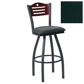 Swivel Bar Stool w/Mahogany 3 Slat-Back, 17-1/2"W X 17"D X 42"H, Hunter Green - Pkg Qty 2