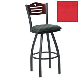 Swivel Bar Stool w/Natural 3 Slat-Back, 17-1/2"W X 17"D X 42"H, Red - Pkg Qty 2