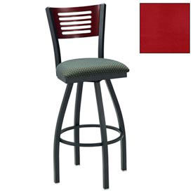 Swivel Bar Stool w/Natural 5 Slat-Back, 17-1/2"W X 17"D X 42"H, Knockout Cranberry - Pkg Qty 2