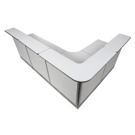 116"W x 80"D x 46"H L-Shaped Reception Station With Raceway, Gray Counter/Gray Panel