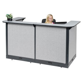 88"W x 44"D x 46"H U-Shaped Electric Reception Station, Gray Counter/Gray Panel
